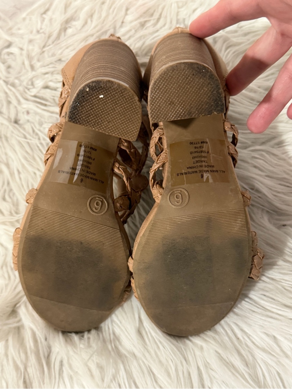 Braided Lace-Up High Heel Sandal in Tan Size 6 - Picture 4 of 16